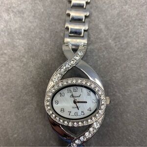 OSIROCK silver tone crystal rhinestone cubic zirconia stainless steel watch